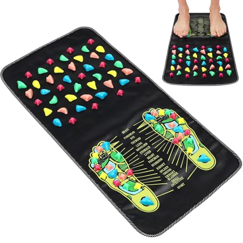 TOVINANNA Foot Massage Mat and Stone Walking Massager Pad Rectangular Acupressure Foot Sole Massager for Home Use Body Rel...