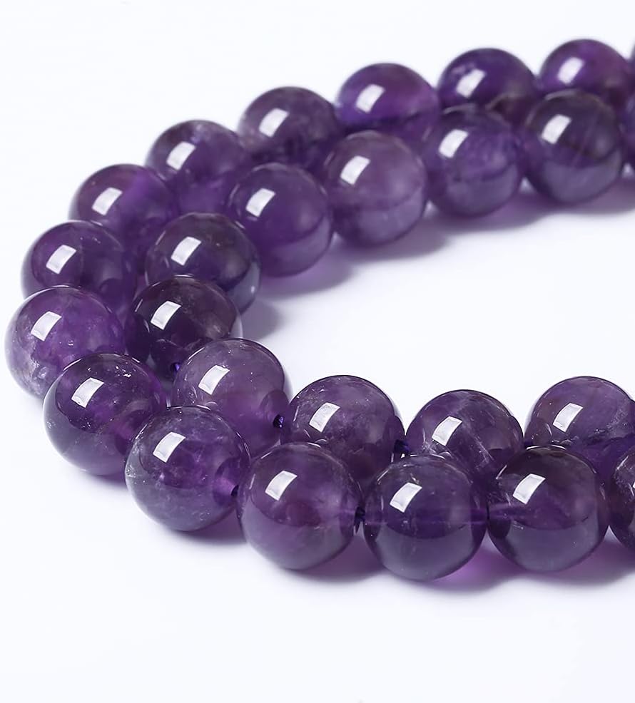 120PCS 6mm Natural Amethyst AAAAA Purple Crystal Quartz Beads Gemstones Round Stone Beads for Jewelry Making DIY Bracelet Necklace 2 Strand 32"