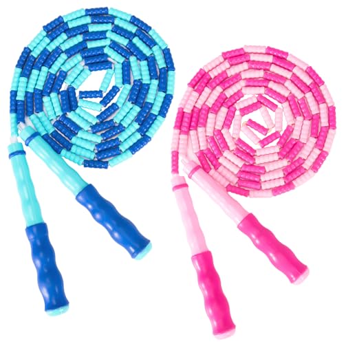 2 Pack Jump Rope for Kids, Adjustable Tangle-Free Soft Beaded Skipping Rope, Segmented Soft Beaded Skipping Rope, 9.2 FT S...