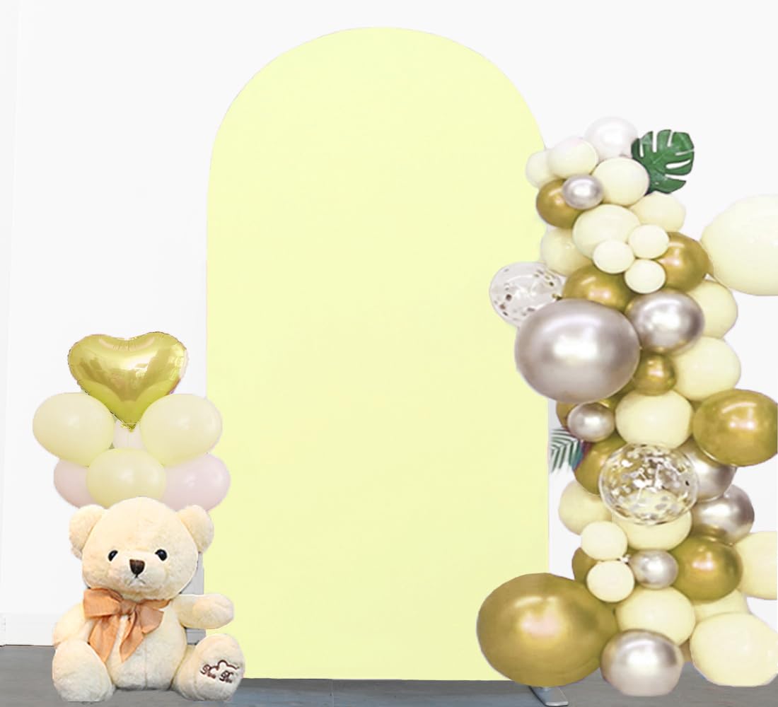 JFDYDM 6.6 FT Yellow Arch Backdrop Cover  Yellow Chiara Backdrop Cover  Yellow Wedding Arch Cover  Yellow Arch Backdrop Stand Cover for Birthday Wedding Party Photography-New