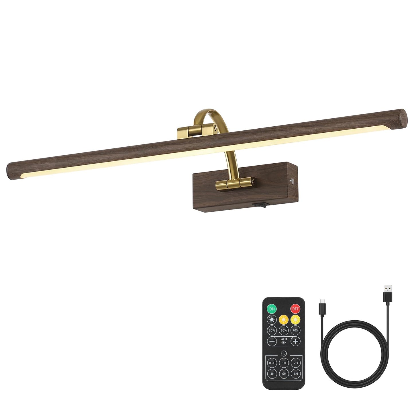 DESOOP Wireless Picture Light, 3CCT Dimmable Art Lighting, 5W, 23.62 Inch, Wood Grain Finish, Model 7115