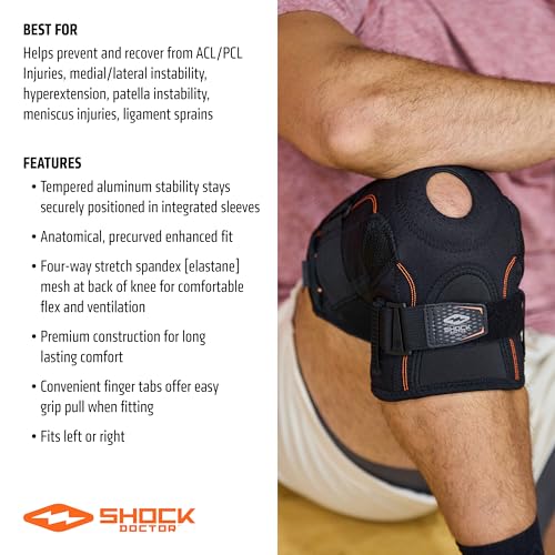 Shock Doctor Knee Brace Support, Compression Sleeve w/side Stabilizers, Patellar Support, Meniscus Injuries, Ligament Spra...
