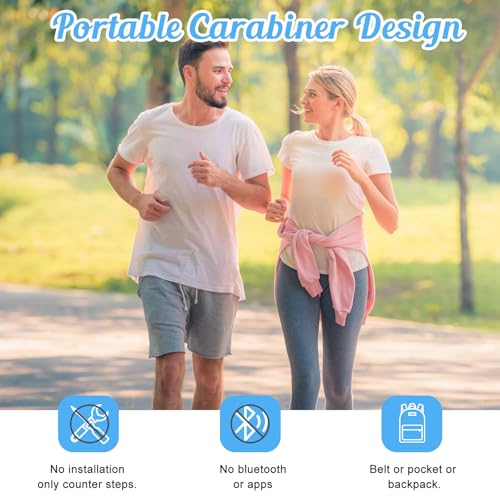 Simple Pedometer for Walking, Accurate Step Tracker with Carabiner, 3D Step Counter for Men Seniors