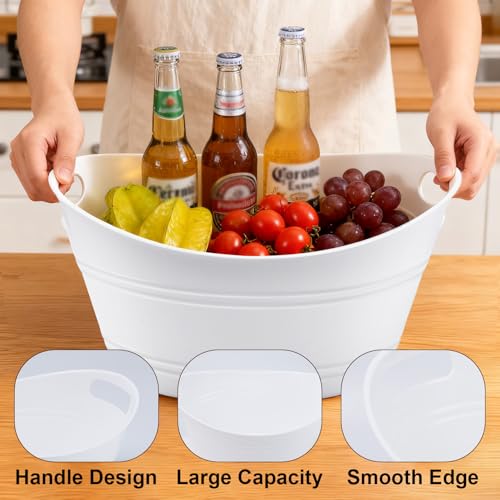 PLMMOUT 6 Pack Ice Buckets, Oval Storage Tub with Handles, Plastic Ice Drink Bucket for Parties, 4.5 Liter Beverage Storag...