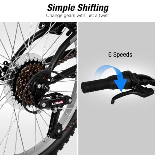 WEIZE Kids Mountain Bike, 20 24 inch Kids' Bicycles for 6-14 Years Old Boys Girls with Dual Full Suspension, 6 Speeds Driv...