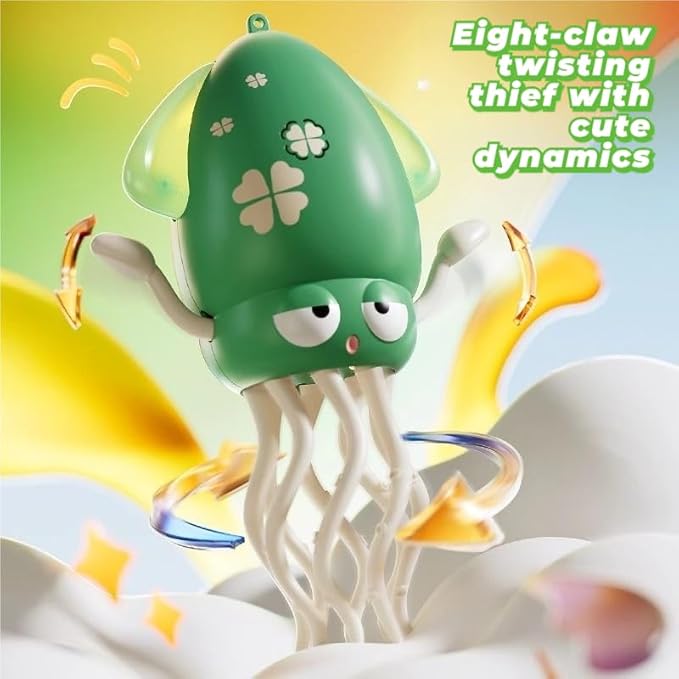 Electric Dancing Octopus Baby Toy, Automatic Evasion Octopus Toy with Led Light and Music, Interactive Entertainment for Baby Sensory Development Birthday Gifts(Green)