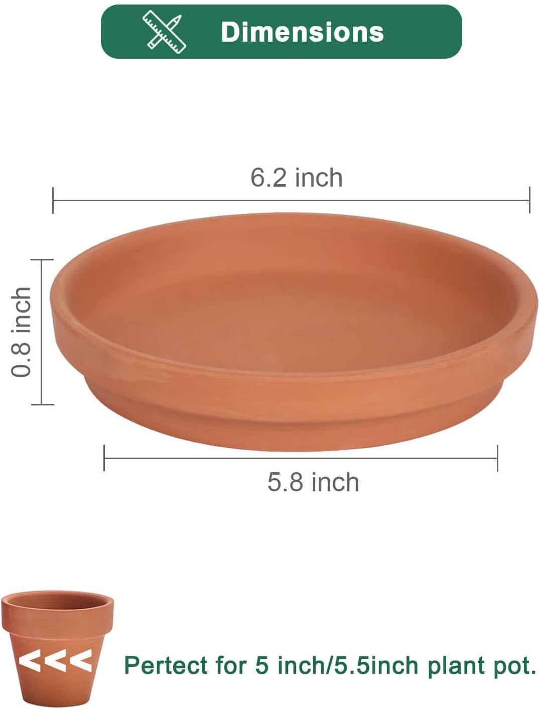 vensovo 6 Inch Terracotta Plant Saucer Pots Tray - 6 Pcs Round Planter Saucers for Indoor & Outdoor Plants, Small Clay Trays Perfect for 5 Inch 5.5 Inch 6 Inch Flower Pot