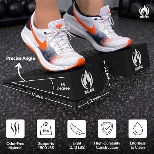 ZKDLFIRE Squat Wedge Block – 2 Pcs for Heel Elevated Squats & Mobility, Non-Slip Incline Slant Board for Ankle Mobility, C...