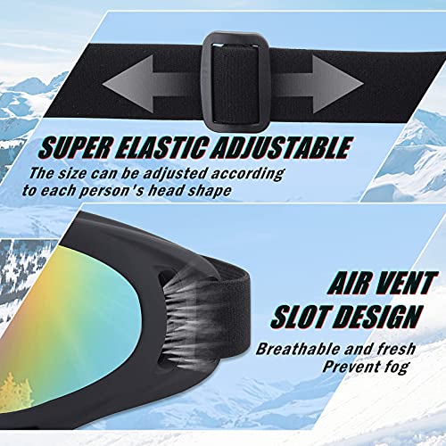 ORANZI 5 Pack Ski Goggles, Snowboard Snow Goggles for Men Women Kids Adult Youth, UV Protection Anti-fog Motorcycle Goggles