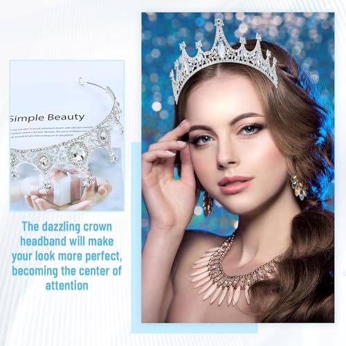 inSowni 3 Pieces Silver Metal Crystal Rhinestone Queen Princess Crowns Tiaras Headbands Birthday Party Prom Wedding Bridal...