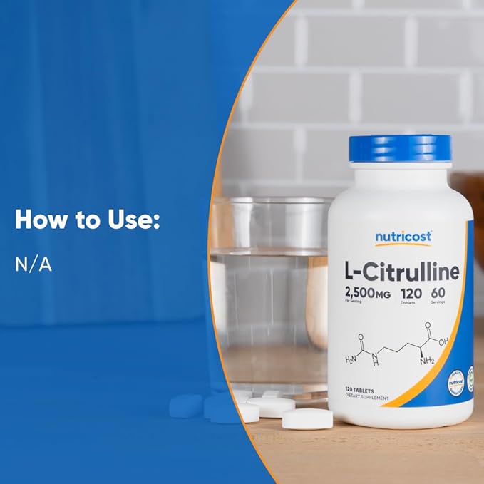 Nutricost L-Citrulline 2500mg Per Serving, 60 Servings, 1250mg Per Tablet, 120 Tabs - Non-GMO and Gluten Free Supplement