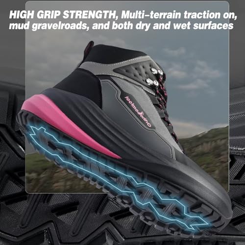 Women's Orthopedic Wide Waterproof Hiking Boots: Comfortable Plantar Fasciitis Diabetic Walking Running Trekking Shoes, Or...