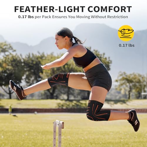 CAMBIVO Knee Brace for Women and Men with Side Stabilizer 2 Pack, Lightweight Knee Compression Sleeves for Knee Pain Relie...