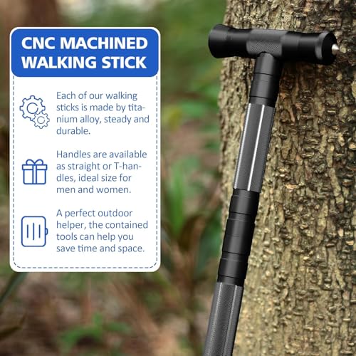 aiGear G2 Tactical Stick Hiking Walking Staff - Trekking Poles Outdoor Adjustable Hiking Stick for Camping Hiking 5/8 Tub...