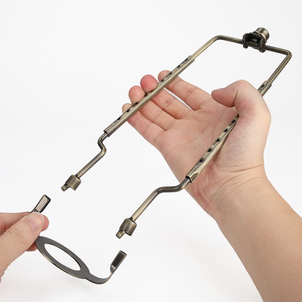 ALUCSET Adjustable Lamp Harp Kit, Gold Metal, Fits Standard Lamp Rod & E14/E26/E27 Bases, Model LLB-A-E2202, 8-12 Inch