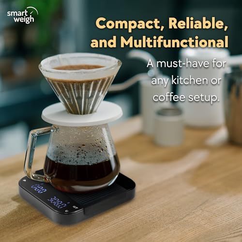 Smart Weigh Precision Coffee, Espresso & Baking Scale – 0.1g Accuracy, 3000g Capacity, Auto-Timer & LED Display