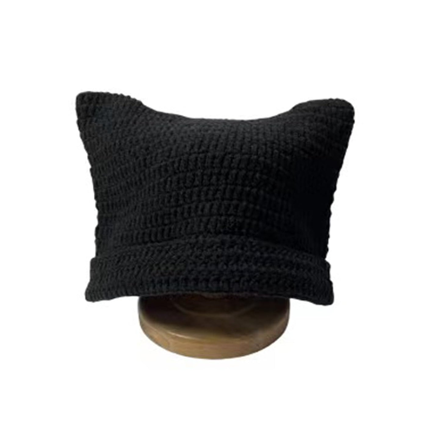 Y2k Crochet Hats for Women Cat Ears Hats Warm Striped Knitted Beanies Grunge Accessories Goth Beanie Slouchy Headgear (US, Alpha, One Size, Black)