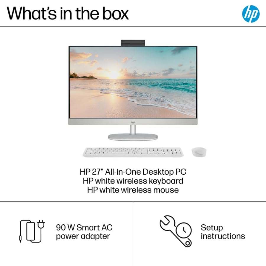 HP 27" FHD Touchscreen All-in-One Desktop Computer, Quad-Cores Ryzen 5 7520U Processor, 16GB RAM 1TB SSD, Windows 11 Pro w...