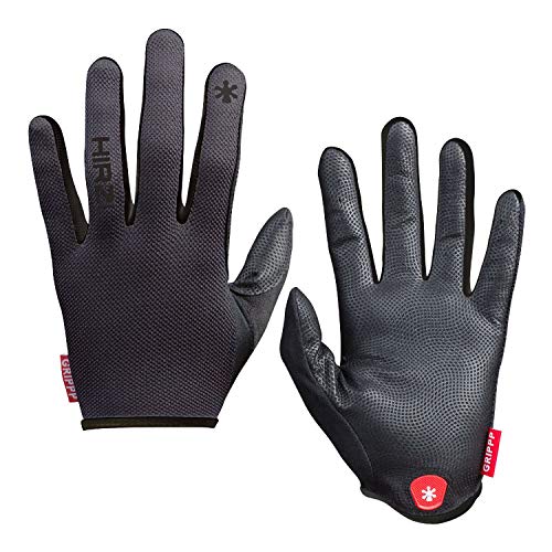HIRZL Grippp Light FF Leather Bike Gloves, Black/White, Full Finger, Breathable, Ultra Lightweight, Sweat, Water and Abras...