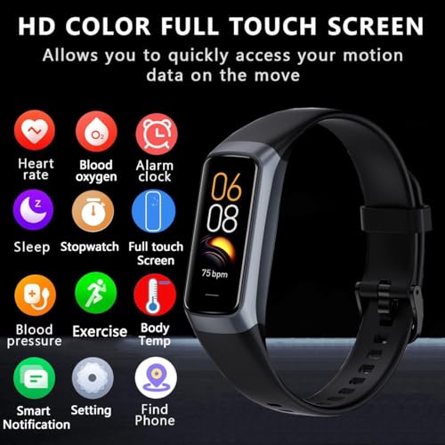 BSLIZHEN Fitness Tracker with 24/7 Blood Oxygen Heart Rate and Sleep Monitor,IP68 Waterproof,1.10''AMOLED Touch Color Scre...