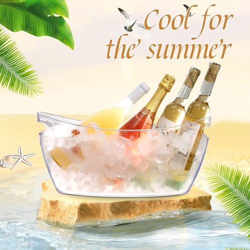 Barafat Ice Buckets for Parties (5.5L)& Ice Bucket Scoop, Clear Acrylic Champagne Bucket, Drinks Beverage Tub for Cocktail...