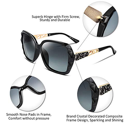 FEISEDY Polarized Women Square Sunglasses Sparkling Composite Shiny Frame B2289