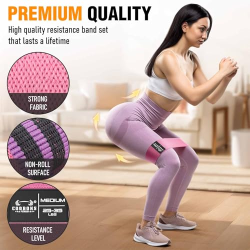 Fabric Resistance Bands for Working Out - Exercise Bands for Women and Men, Booty Bands for Legs and Glute, Yoga, Pilates,...