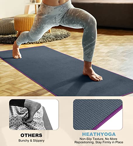 Heathyoga Hot Yoga Towel Non Slip, Microfiber Non Slip Yoga Mat Towel, Exclusive Corner Pockets Design, Dual-Grip, Sweat A...