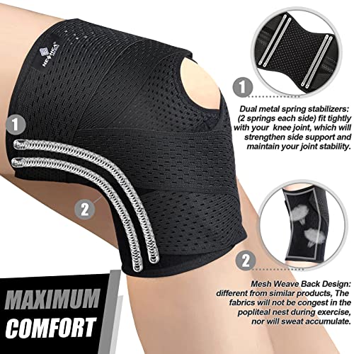 NEENCA Knee Brace for Knee Pain, Compression Knee Support with Air Mesh Fabric, Adjustable Knee Wrap with Side Stabilizer...