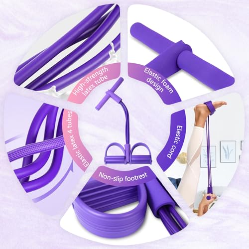 21 Fitness Resistance Bands-4 Tube Pedal Ankle Puller,Upgraded Stretch Bands for Exercise Sit Up Exercise Equipment,Multif...
