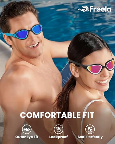 Freela 2Pack Polarized Unisex Adult Swim Swimming Goggles, UV400 Protection Anti Fog 180° Wide Clear View for Men Women Youth