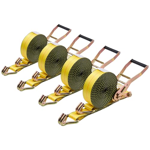 VEVOR Ratchet Straps, 2 in x 30 ft, Heavy Duty Tie Down Straps with Double J Hook, 10,000 lbs Break Strength, Carry Bag, T...
