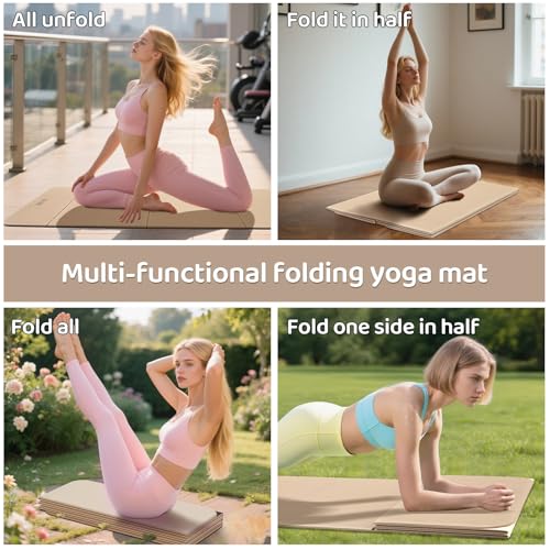 ONLYHE Foldable Yoga Mat,Exercise Mats for Home Workout,Comfortable and Durable,8mm Thick-Portable Folding Mat,Non Slip,Pi...