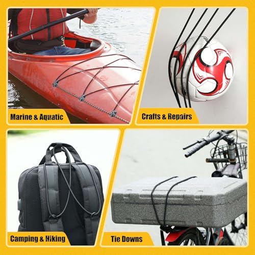 Marine Grade Bungee Cords Heavy Duty Outdoor - Bungee Cord Roll - 100% Stretch Elastic Cord and Absorbent Bungee Shock Cor...