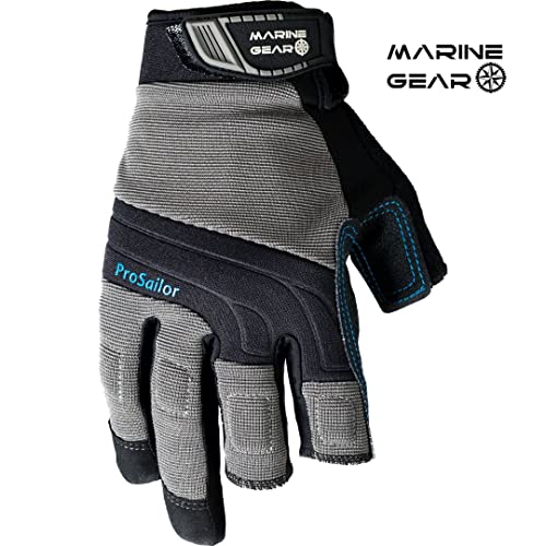 Marine Gear Sailing Gloves - 3-Finger Dexterity with Better Grip, Neoprene and Padded Knuckles, Reinforced Pressure Points