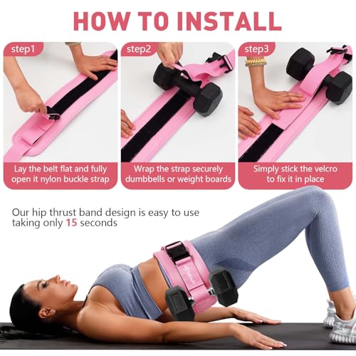Exercise Hip Thrust Belt - Dumbbell Hip Thrust Belt - Premium Leather Thickened & Widen, Comfortable for Dumbbells, Kettle...