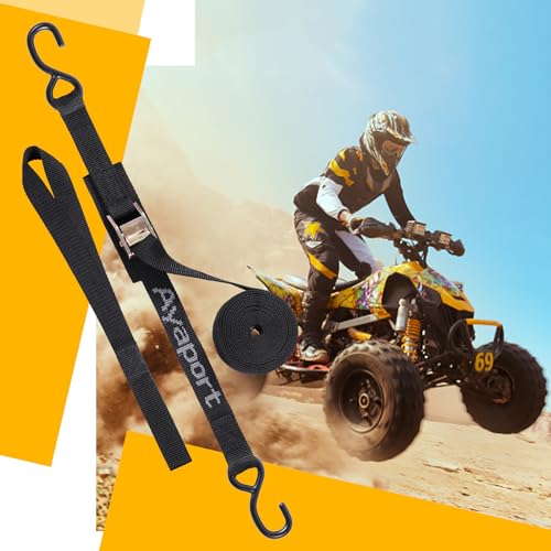 Ayaport Cam Buckle Tie Down Straps 6 feet 2200lbs Break Strength Securing Straps with S Hooks for Motorcycle, Kayak, Car, ...