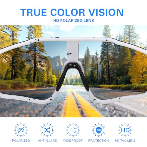 Fanshen Polarized Sports Sunglasses for Men Women, Baseball Softball Sun Glasses for Youth Womens Cycling, Running, Mounta...
