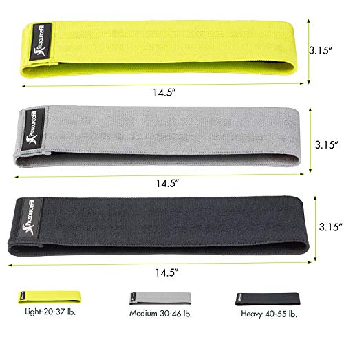 ProsourceFit Fabric Loop Resistance Bands Set with Anti-Slip Grip, Mini Workout Bands for Fitness Training to Tone Legs, G...