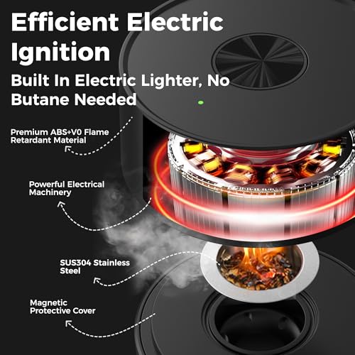 SMOKPUB Electric Whiskey Smoker Kit Built-in Lighter, No Butane Needed, Rechargeable Cocktail Smoker Kit with 6 Wood Chip...