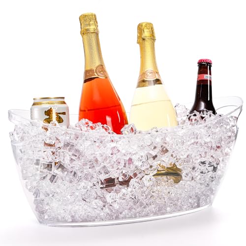 WRINGKIT Ice Bucket for Parties, Clear Acrylic Champagne Bucket with Handle, 6 Liters Beverage Ice Tub, Wine Beer Drink Bu...