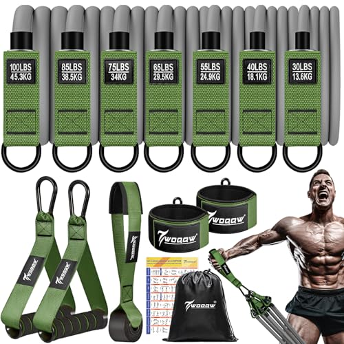 WOQQW Heavy Resistance Bands for Working Out, 350lbs/450lbs Exercise Bands with Handles, Workout Bands Set for Men, Fitnes...