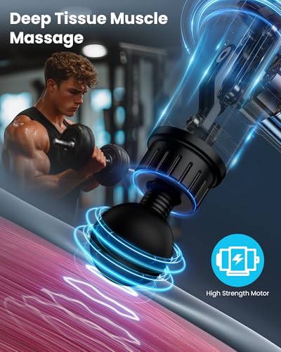 AYURA Massage Gun Deep Tissue, Muscle Massager Gun for Pain Relief, Percussion Massage Gun with 30 Speeds & 6 Heads, Porta...