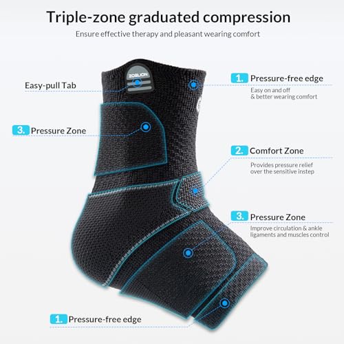 ZOELION Ankle Brace Compression Support with Removable Fishnet Strap, 3D Knit Plantar Fasciitis Relief Achilles Tendonitis...