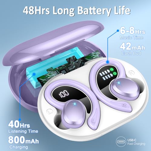 Wireless Earbuds Bluetooth Headphone Sport, Bluetooth 5.3 Earbud 3D HiFi Stereo Over Ear Buds, 48Hrs Earhooks Earphone wit...