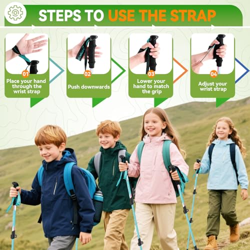 Clostnature Kids Trekking Poles for Hiking – Collapsible Lightweight Hiking Poles, 2 Pack Aluminum Walking Sticks for Chil...