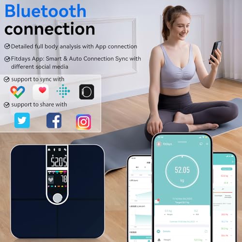 Smart Scale with BMI Body Fat Muscle Mass Digital Bathroom Weight Scale with Accurate 17 Core Body Composition Analyzer Fa...