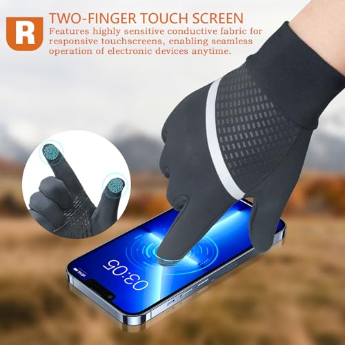 Rioomui Warm Kids Winter Gloves - Anti-Slip Gloves for Cold Weather with Touchscreen & Reflective Stripes - for Outdoor Hi...