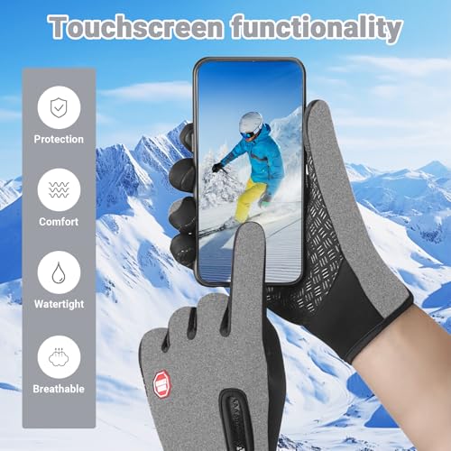 1 Pair Winter Gloves for Men/Women, Non Slip Thermal Lining, Touch Screen Warm Gloves for Snow Ski Cycling Driving Biking