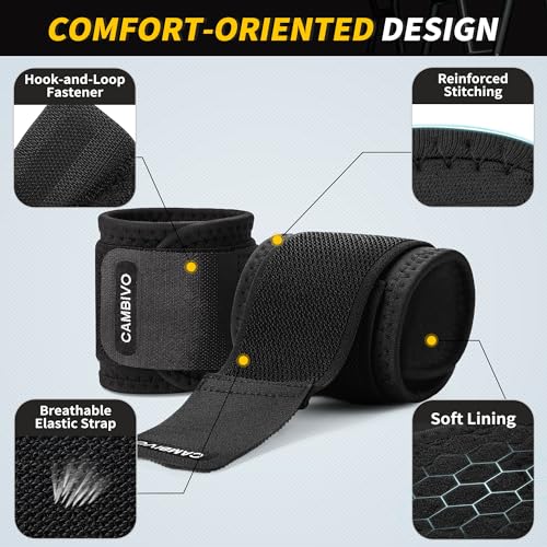 CAMBIVO Wrist Wraps for Men and Women 2 Pack, Adjustable Compression Wrist Brace for Carpal Tunnel, Wrist Support, Pain Re...